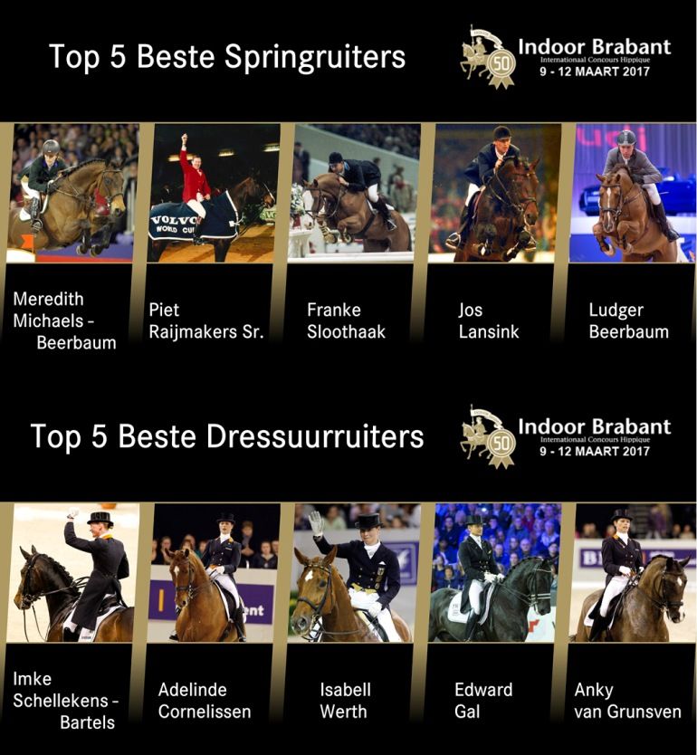 Verkiezing beste dressuur- en springruiter van 50 edities Indoor Brabant
